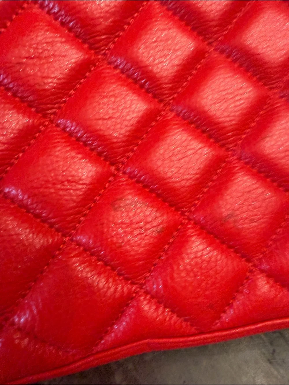 Kate Spade Quilted Red Tote Bag with Gold Chain Handles